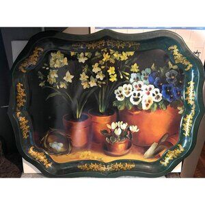 Ian Logan Vintage Metal Platter painted by Lucy Neil 1993  #1983